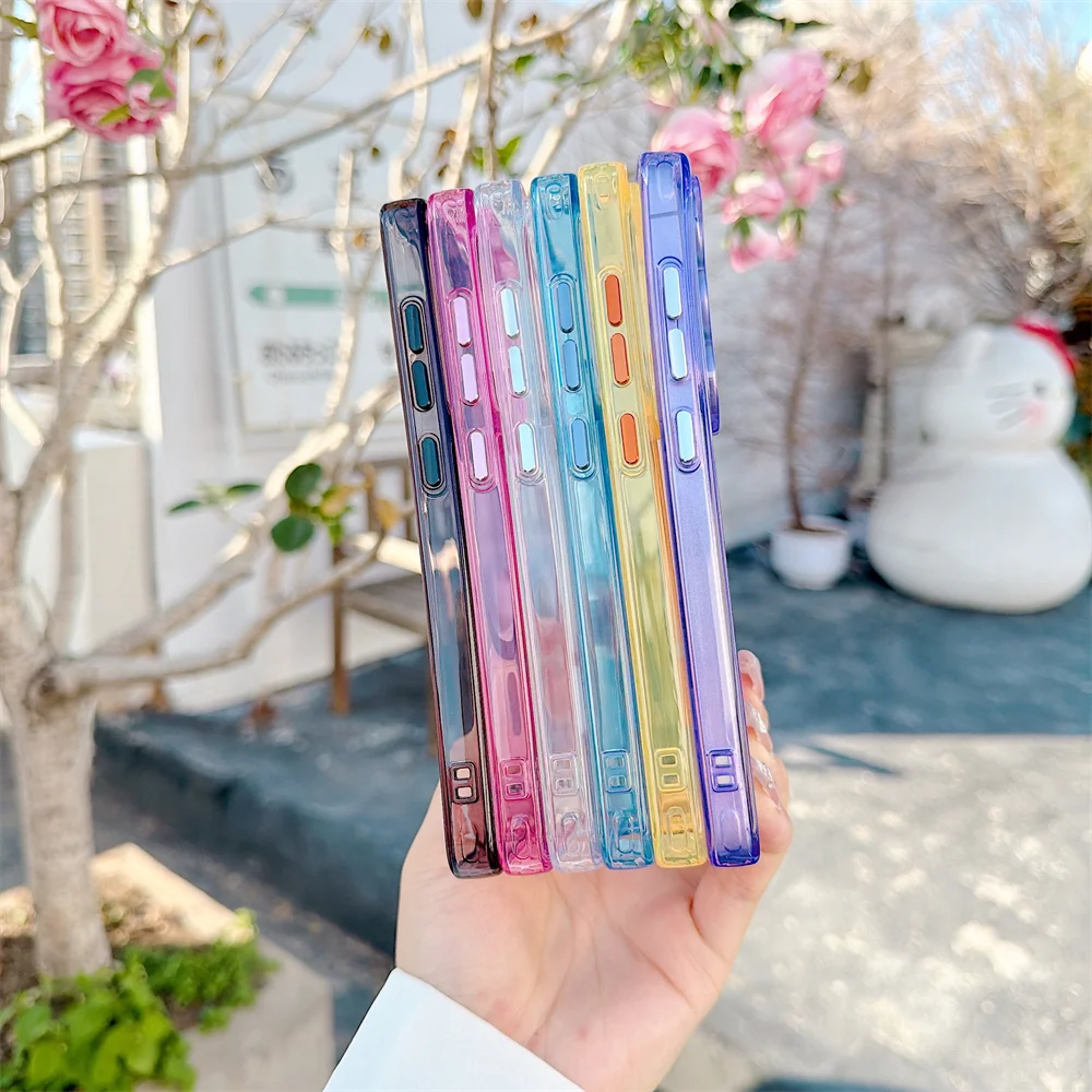 Transparent Magnetic Shockproof Phone Case with Wireless Charging - Candy Color Cover