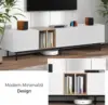 77 Inch Modern TV Stand for TVs Up to 80”, Minimalist Entertainment Center with 3 Cabinets & Open Shelves, Media Console Table 4