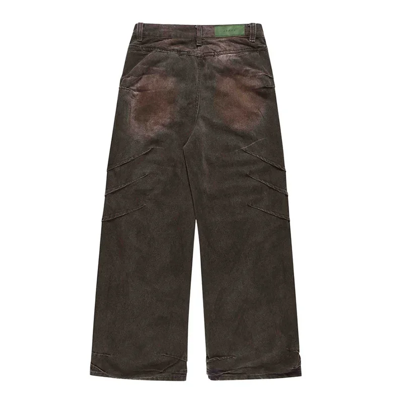 

Винтажные мешковатые джинсы в стиле хип-хоп, мужские брюки Harakuju, уличная одежда, Лоскутные Джинсовые брюки, потертые