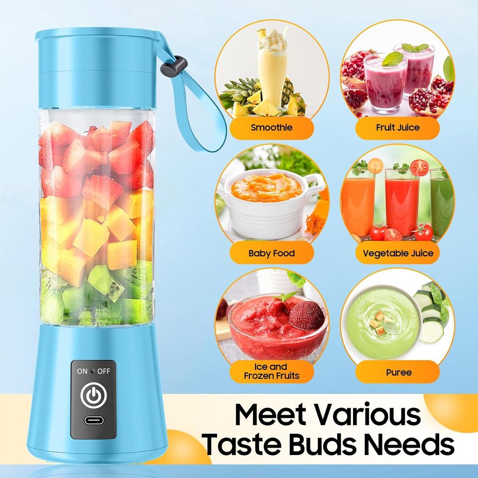 380ml Electric Juicer Portable Smoothie Blender USB Rechargeable Food Processor Fruit Mixer Machine Kitchen Mini Juicer Blender