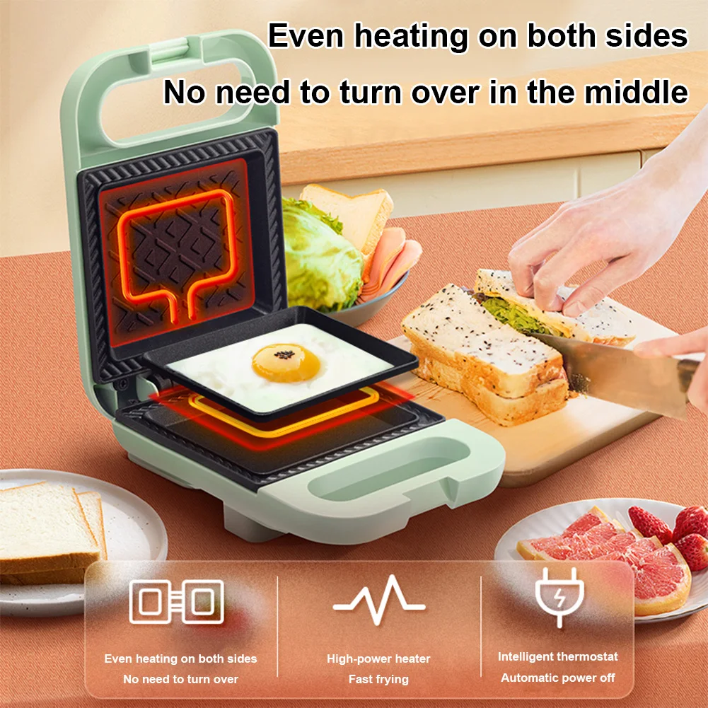 Electric Sandwich Maker Bread Presser with Non-Stick Coating Panini Press Portable Egg Omelette Pan for Meat Beef Omelette sandwich maker