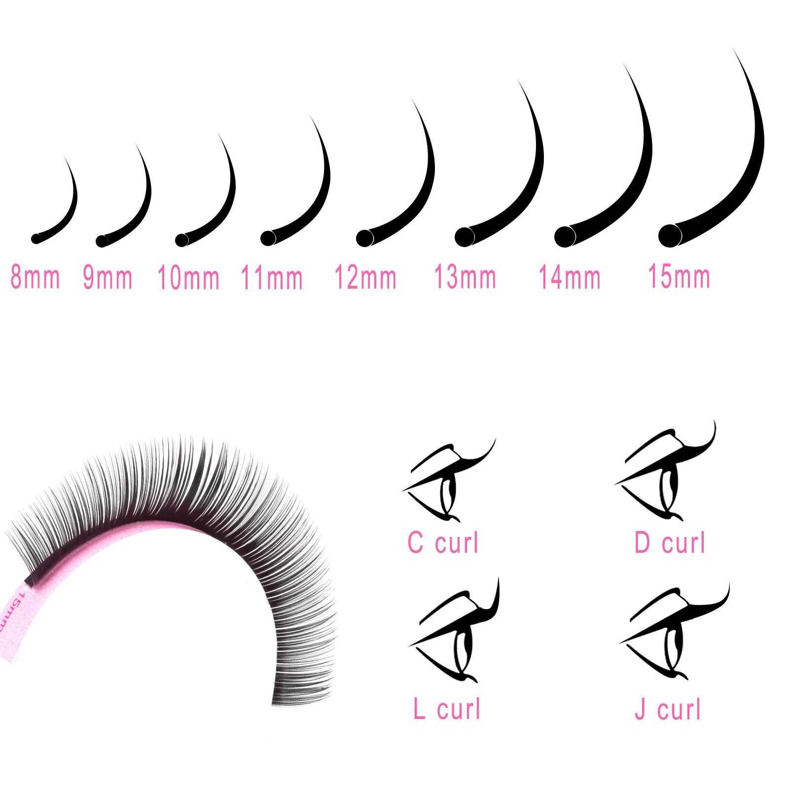 Matte Black Mink False Eyelash Extensions for Natural Makeup Look