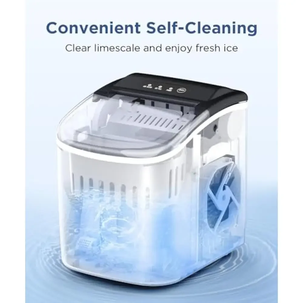 Stainless Steel Portable Ice Maker Machine Self-Cleaning 26.5lbs/24Hrs 6 Mins/9 Pcs Bullet Ice High Corrosion Resistance 6