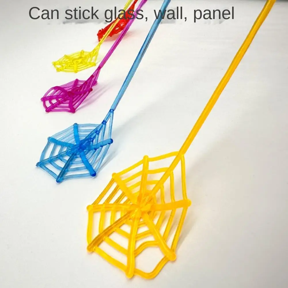 10Pcs Sticky Spider Web Plastic Favor Climbing Tricky Gag Toys Mini Multicolor Elastically Stretchable Spider Web Novelty Toys
