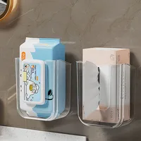 Wall-Mounted Wet Wipe Dispenser, Self-Adhesive Plastic Holder, with Large Opening, for Bathroom Tissue Storage Box Organizer 5