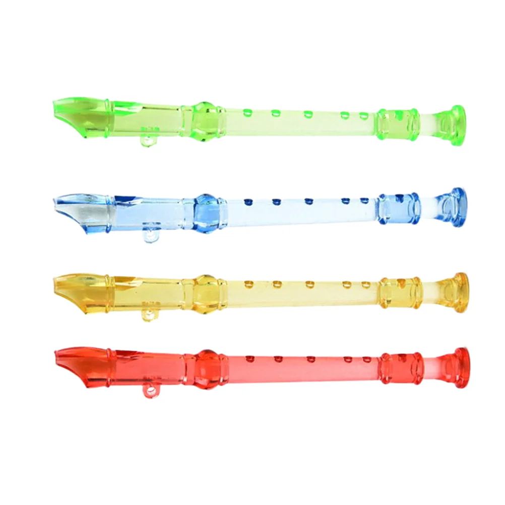 

4pcs 6-Hole Mini Clarinet Transparent Flute Children Beginner Music Playing Wind Instruments (Random Color)