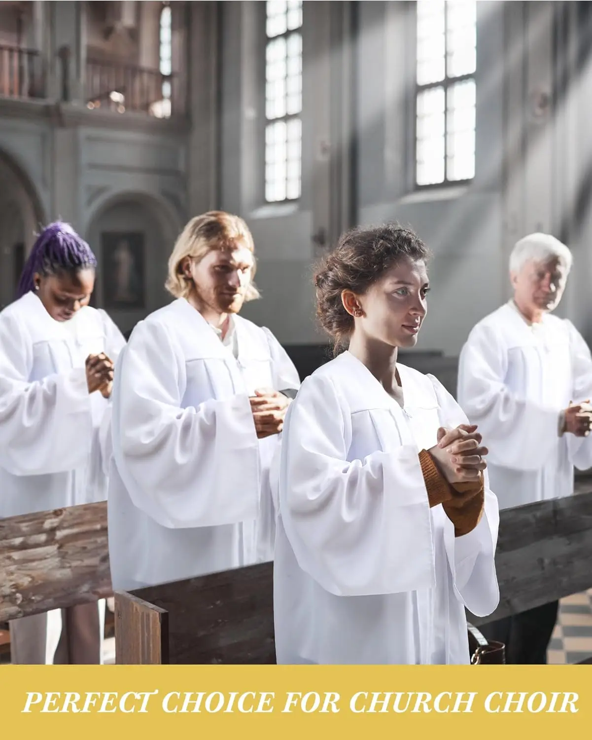 Wholesale Unisex Matte Choir Robes for Church White Baptism Graduation Gown Confirmation Pulpit Judge Costume Adults 5