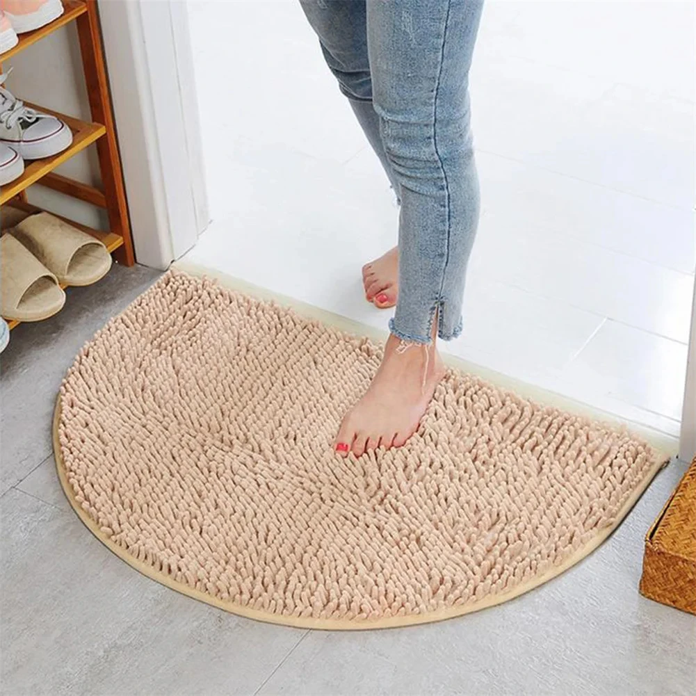 

A1701ZXW Bathroom Half Round Rug Carpet Floor Mat Chenille Fashion Semicircular Shaggy 40*60cm Absorbent Anti-Skid