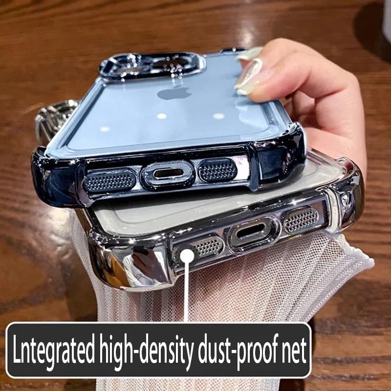 Luxuriöse, stoßfeste, klare Handyhülle für iPhone 17, 16, E, 15, 14, 13, 12, 11, Pro Max Plus, weiche Silikon-Stoßstange, transparente Abdeckung – Detail 3