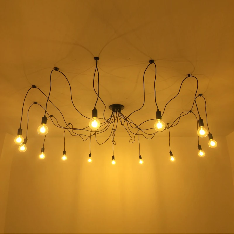 

DIY Pendant lights Modern Retro Hanging Lamps Edison Bulb Fixtures Spider Ceiling Lamp Fixture Light for Living Room Home Decor