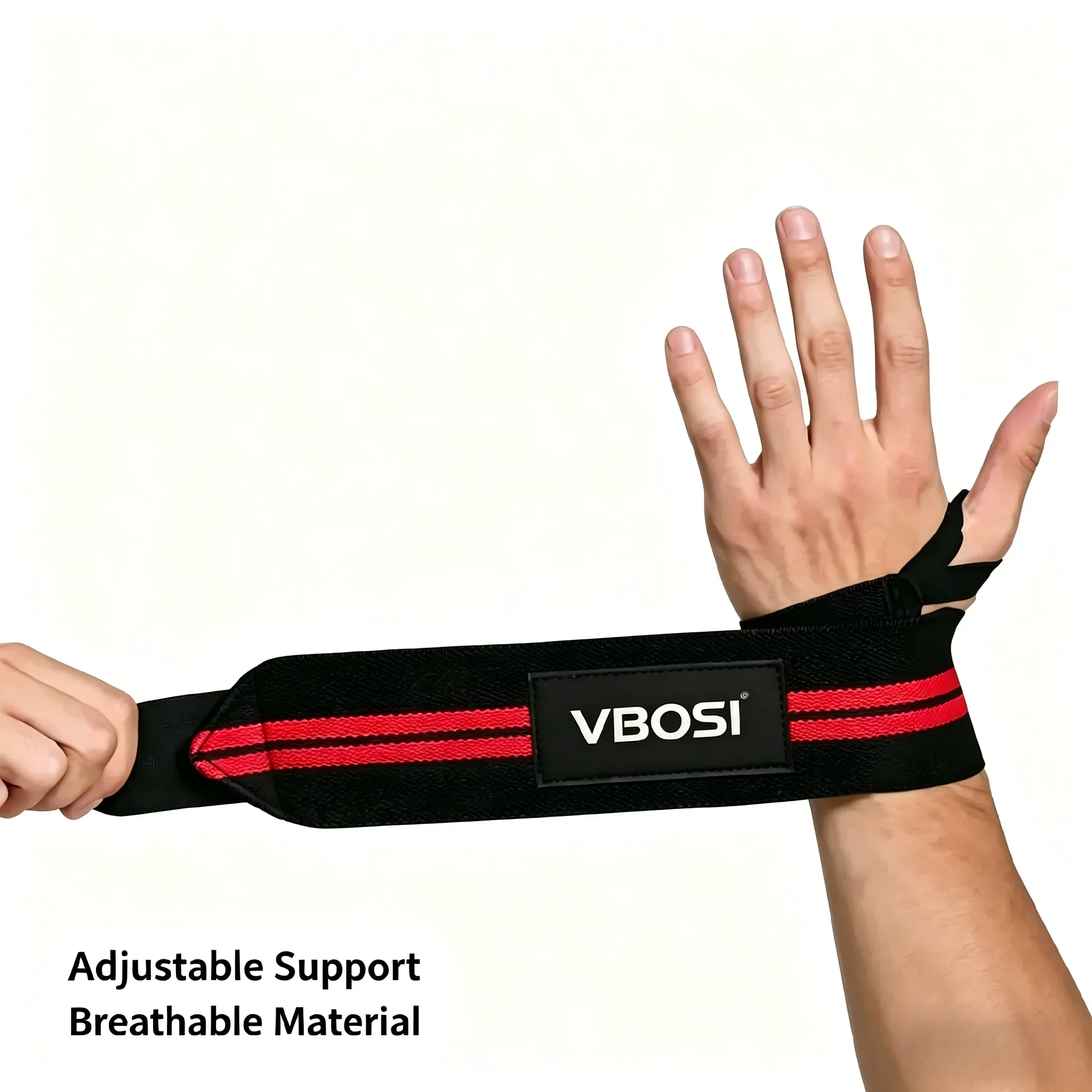 VBOSI Heavy Duty Adjustable Wrist Brace for Powerlifting and Injury Prevention