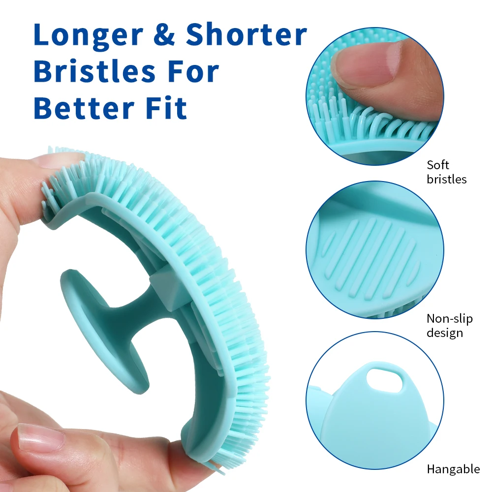 Soft Silicone Body Scrubber Shampoo Brush Handheld Shower Cleansing Brushes Exfoliating Bath Brush Head Massager Bathing Tools 3