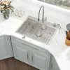28 Kitchen Sink Drop In - 28x22 Inch Drop Sink Workstation Stainless Steel Single Bowl Topmount Overmount Kitchen Sink Handmade 3