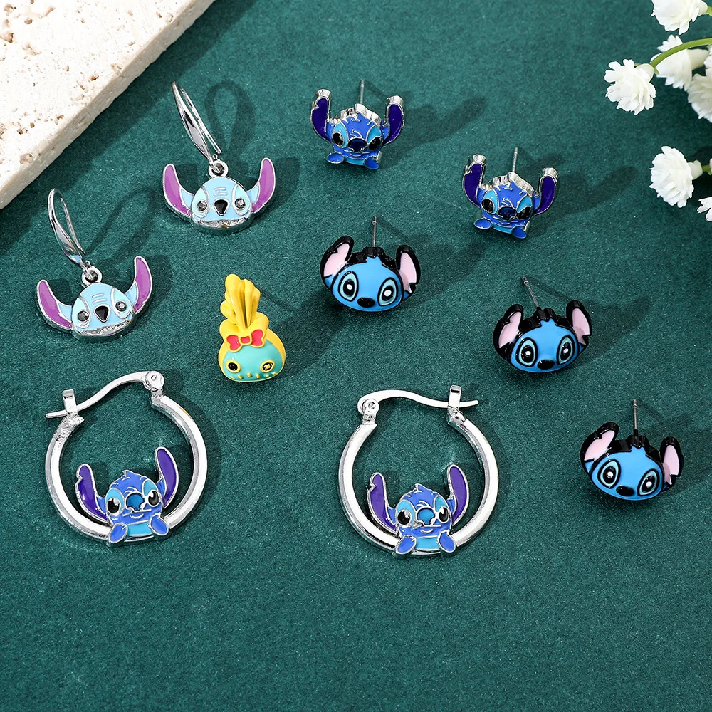 

Stitch Disney Ear Pendants Anime Lilo & Stitch Kawaii Stich Metal Earring Delicate Female Jewelry Accessories Woman Girl Gifts