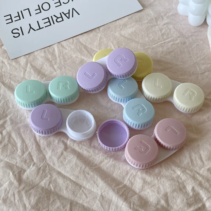 Cream Colour Contact Lens Case Travel Holder Container Soaking Contact Lens Box Mini Lenses Case Accessorie