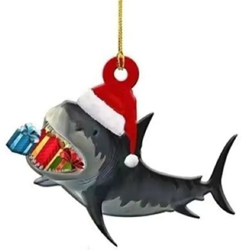 1Pcs Christmas Pendant Tree Plastic Decoration Home Atmosphere Sharks Glass Beaded Garland Daughter Ornament Ball