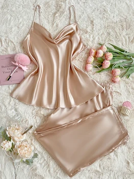 طقم بيجامة نسائي صيفي أنيق مكون من قطعتين بلون سادة كاجوال وعصري مقاس كبير 3