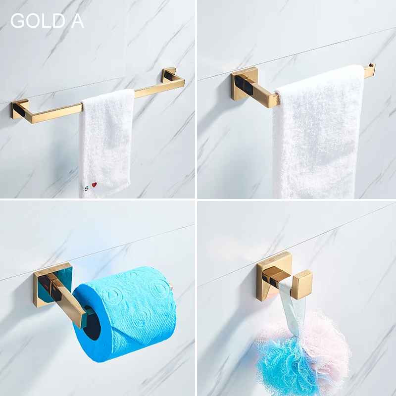 Black Bathroom Hardware Set Wall-mounted Stainless Steel Clothes Hook Toilet Paper Holder Towel Bar Kitchen Facilities Paper Towel Holder Toilet Paper Holder Toilet Roll Holder