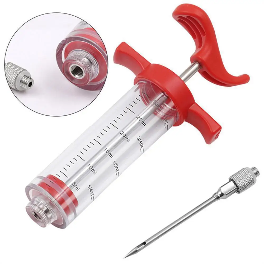 Description Picture 2 of itemMarinade Meat Seasoning Injector Kit Turkey Meat Injectors Stainless Steel Cooking Syringe With 1-4 Needles Cooking Syringe