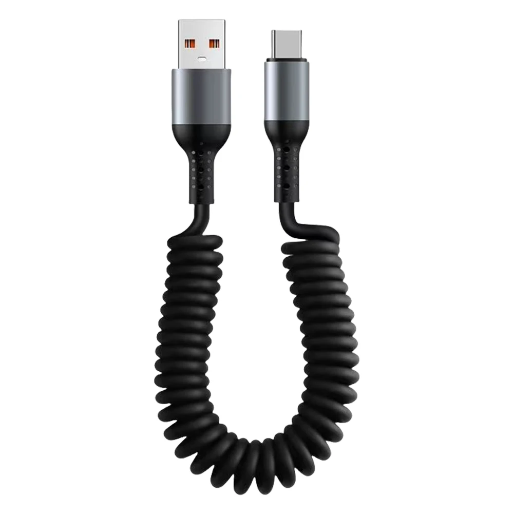 High-Speed 6A USB Type C Spring Telescopic Quick Charger Cable