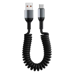 High - Speed 6A USB Type C Spring Telescopic Quick Charger Cable (USB to Type C)