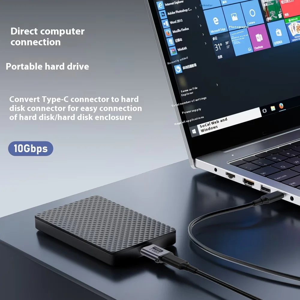 USB C 3.0 마이크로 B 남성-타입 C 여성 어댑터, 타입-C-마이크로 B 커넥터, 노트북 외장 하드 드라이브 디스크 박스, 삼성 S5용