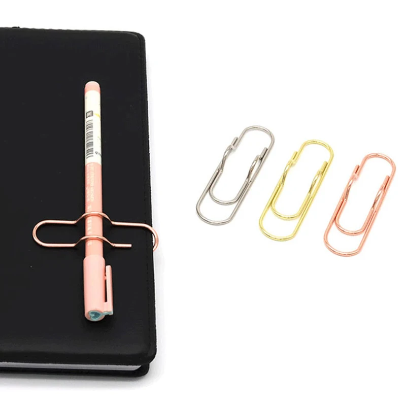 

5Pcs/Set Paper Clips Metal Pen Holder Clip School Bookmarks Photo Memo Ticket Clip Stationery School Supplies Office Accessories