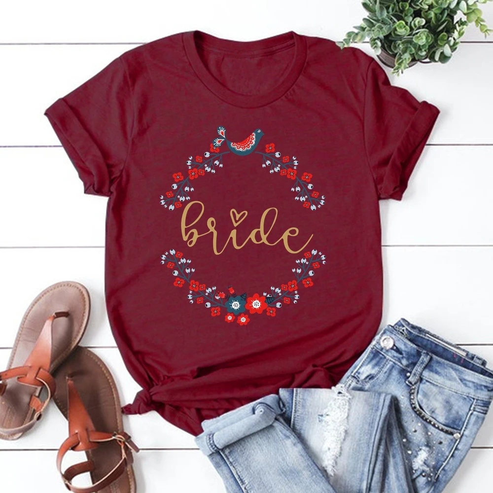 

New Tshirt Graphic Tee Women T-shirt Female Tee Shirt Bride Team Fashion Summer Tops T Shirt Women Tshirt