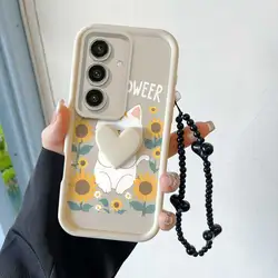 3 - Piece Happy Cat Phone Case Set with Lanyard and Craft Embellishments - Galaxy S26+ (WHITE)