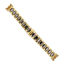 Elegant Ceramic Band Strap for Smart Wristbands - Premium Replacement Watchband for Men & Women (Gold black)