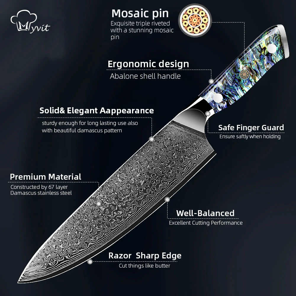 AIIWIN 8 Inch Chef Knives VG10 67 Layer Damascus Kitchen Knife