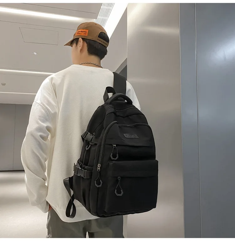 Large Capacity Solid Color Backpack for High School Students, Simple Black Travel Backpack for Middle School Students 2026 New
