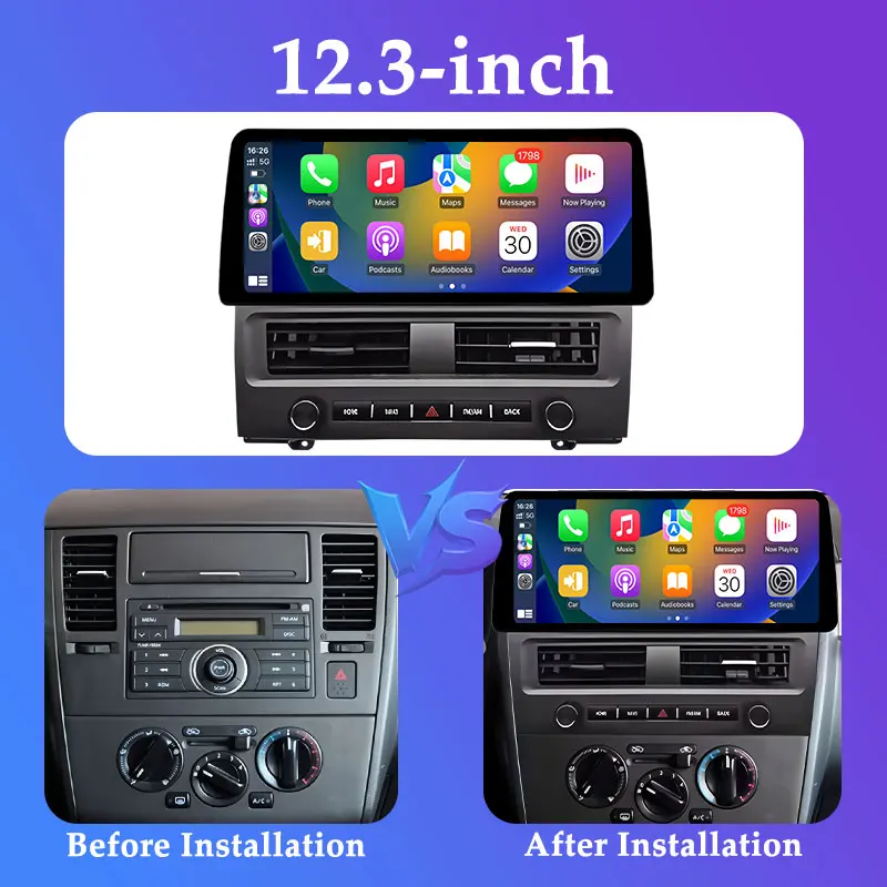 12,3 "para Nissan Tiida 2005-2010 CarPlay Android Auto pantalla ultrafina Radio de coche reproductor Multimedia de vídeo GPS Navi pantalla dividida 6
