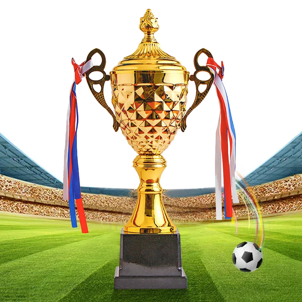 Gold Trophy Cup Height 33cm Football Trophy Metal Sports Winner Trophies Award Winner Kids and Adults