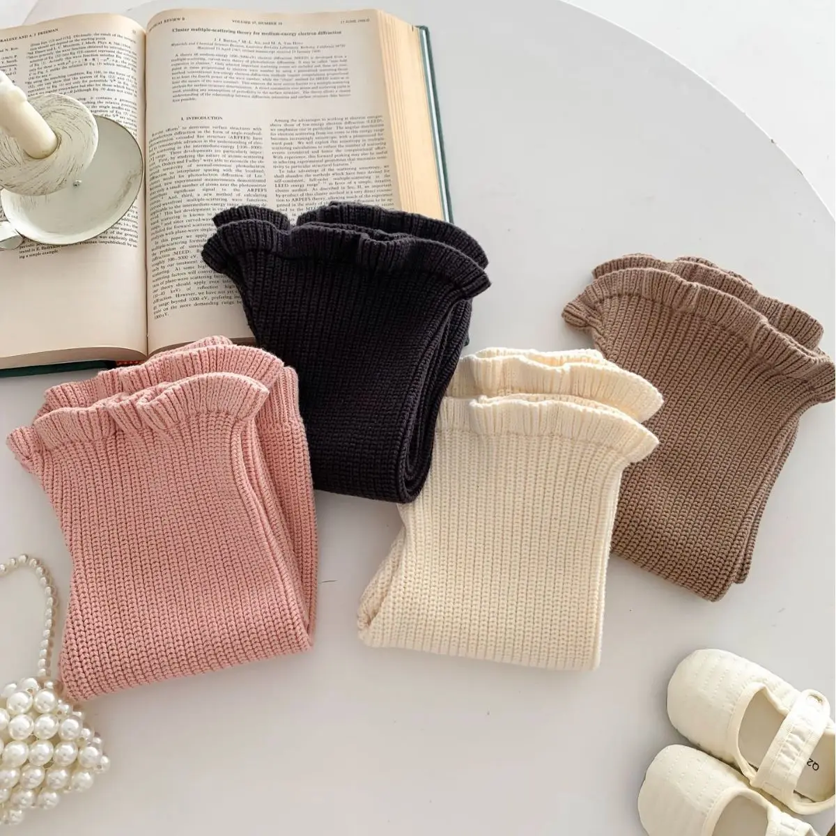 Baby Trousers Baby Leggings 7209 Korea Baby Knitted Pants Autumn Winter Girl Knitted Bell Bottoms Casual
