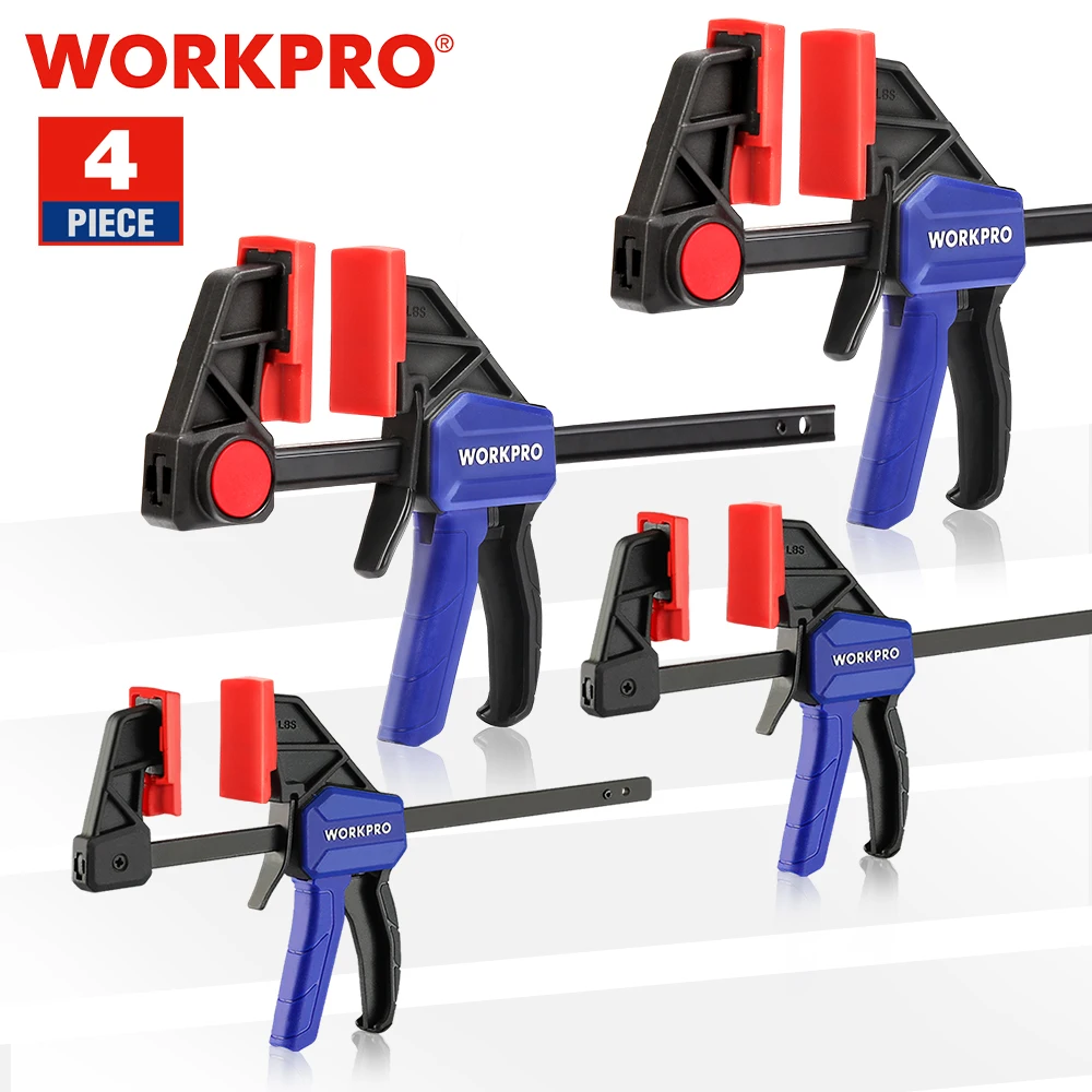 WORKPRO 4-Piece Bar Clamp Set Woodworking Work Bar F Clamp Clip Set 4.5-inch & 6-inch DIY Carpentry Hand Tool Gadget Bar Clamp Set