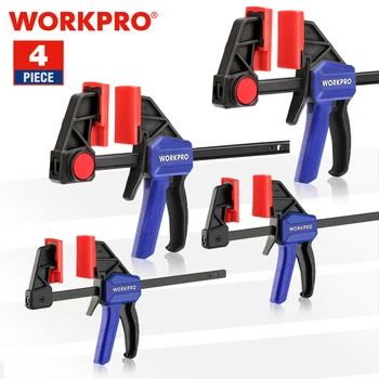 WORKPRO-4 피스 바 클램프 세트, 목공 작업 바 F 클램프 클립 세트, 4.5 인치 및 6 인치, DIY 목공 수공구 가제트
