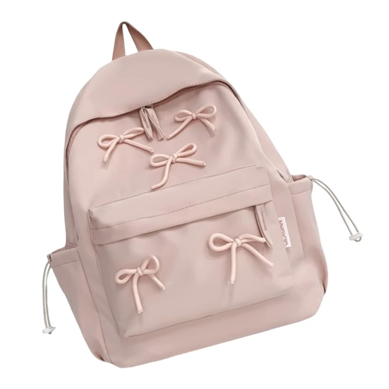 Large Capacity Backpack Student School Backpack Lovely Bows Backpack Fashion Laptop Backpack Solid Color Travel Backpack 5