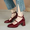 Women's High Heels Fashion Leather Party Shoes Designer Wedding Shoes for Women High Quality Mary Janes Shoes Zapatos Mujer2024 1