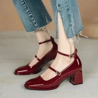 Women's High Heels Fashion Leather Party Shoes Designer Wedding Shoes for Women High Quality Mary Janes Shoes Zapatos Mujer2024 1