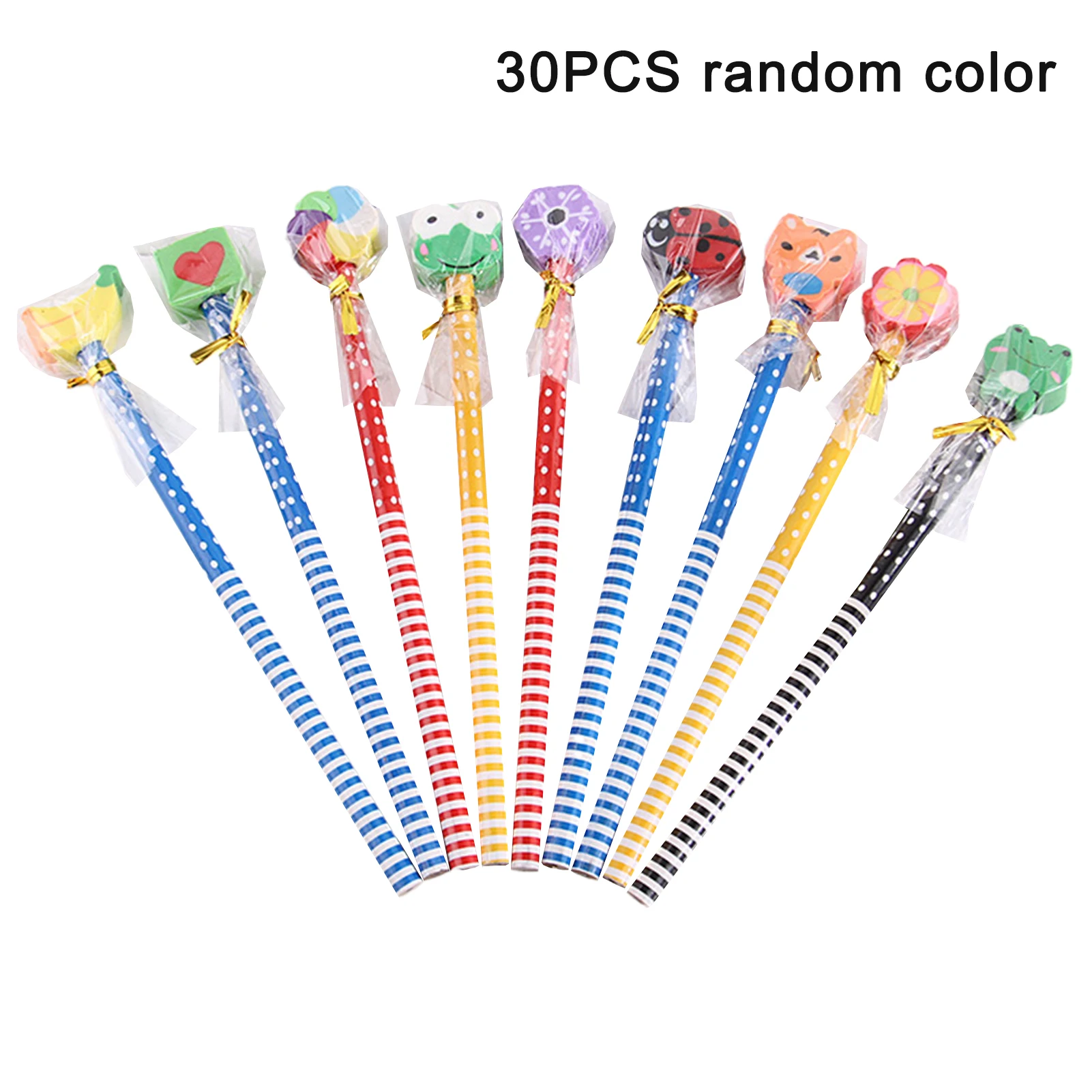 

30pcs HB Birthday Cute Animals Handwriting Drawing School Wooden Christmas Cartoon Pencil Kids Party Gift With Rubbers
