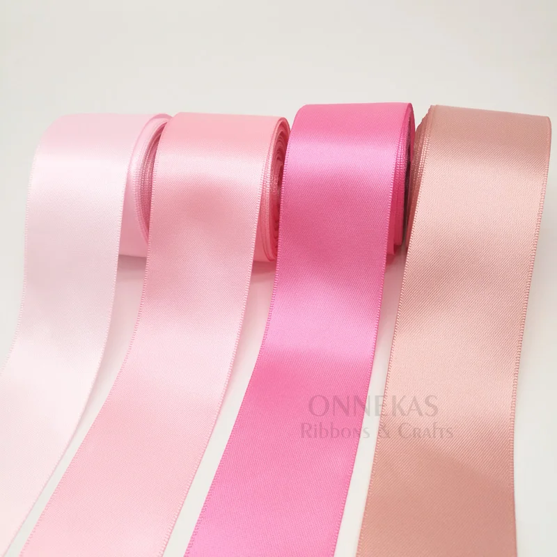 Luxurious Pink Double Face Satin Ribbon - 100% Polyester Silky Tape