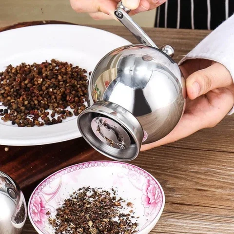 

Kitchen Tools Accessories Round Salt and Pepper Grinders Stainless Steel Manual Pepper Mills Adjustable Coarseness Spice Mills