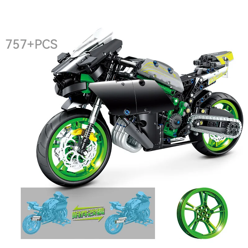 Technical Motorcycle Building Block City Motor Racing Car