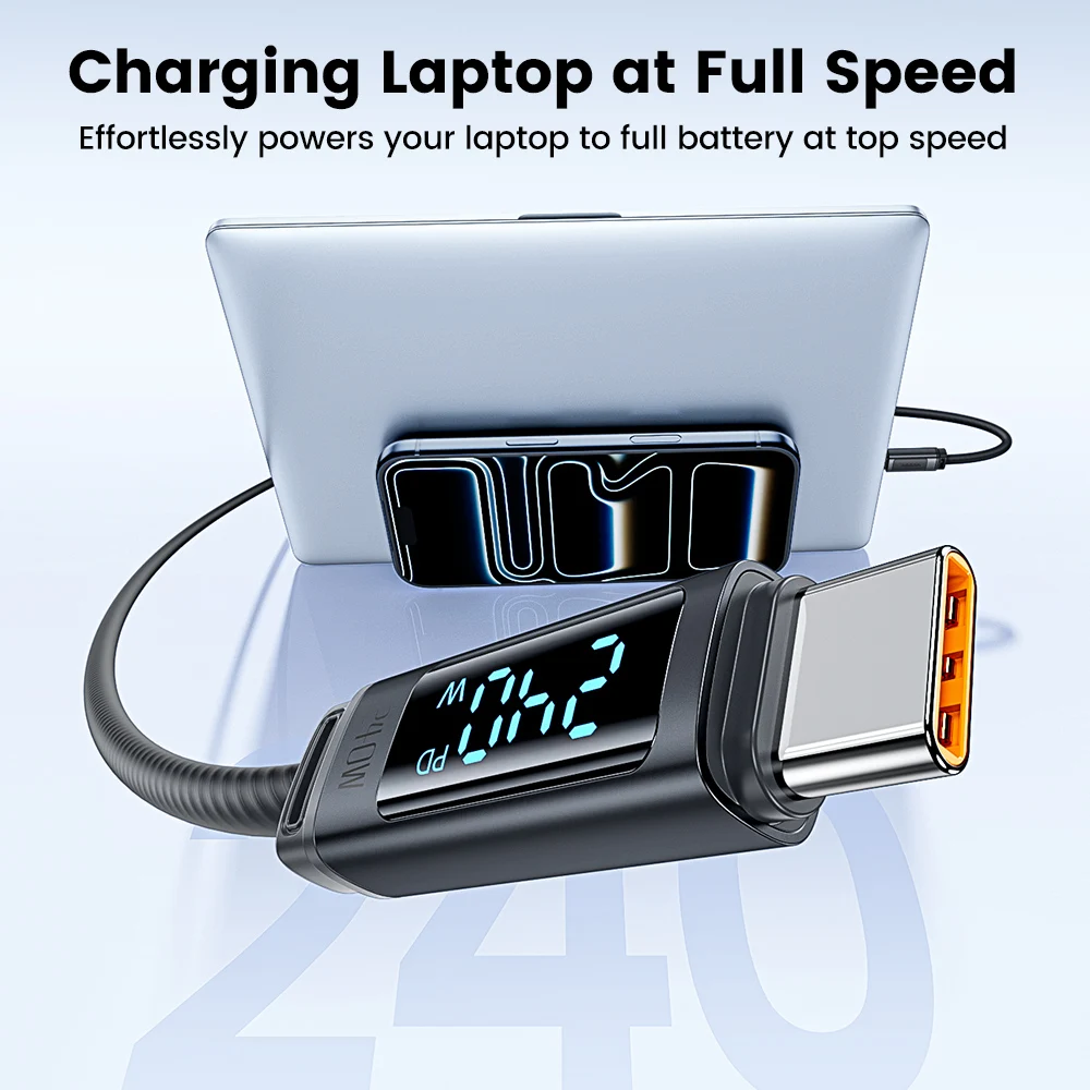 투키 USB C 240W 케이블 고속 충전 타입 C PD 3.1 디지털 디스플레이 실리콘 데이터 케이블 (삼성 맥북 아이폰 16 17 오포용)