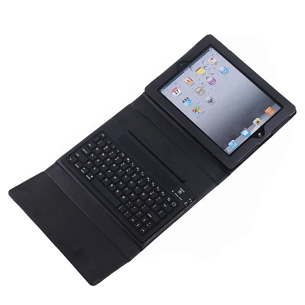 Wireless BT Keyboard + Real Leather Case for iPad 2  3 German keyboard illuminated