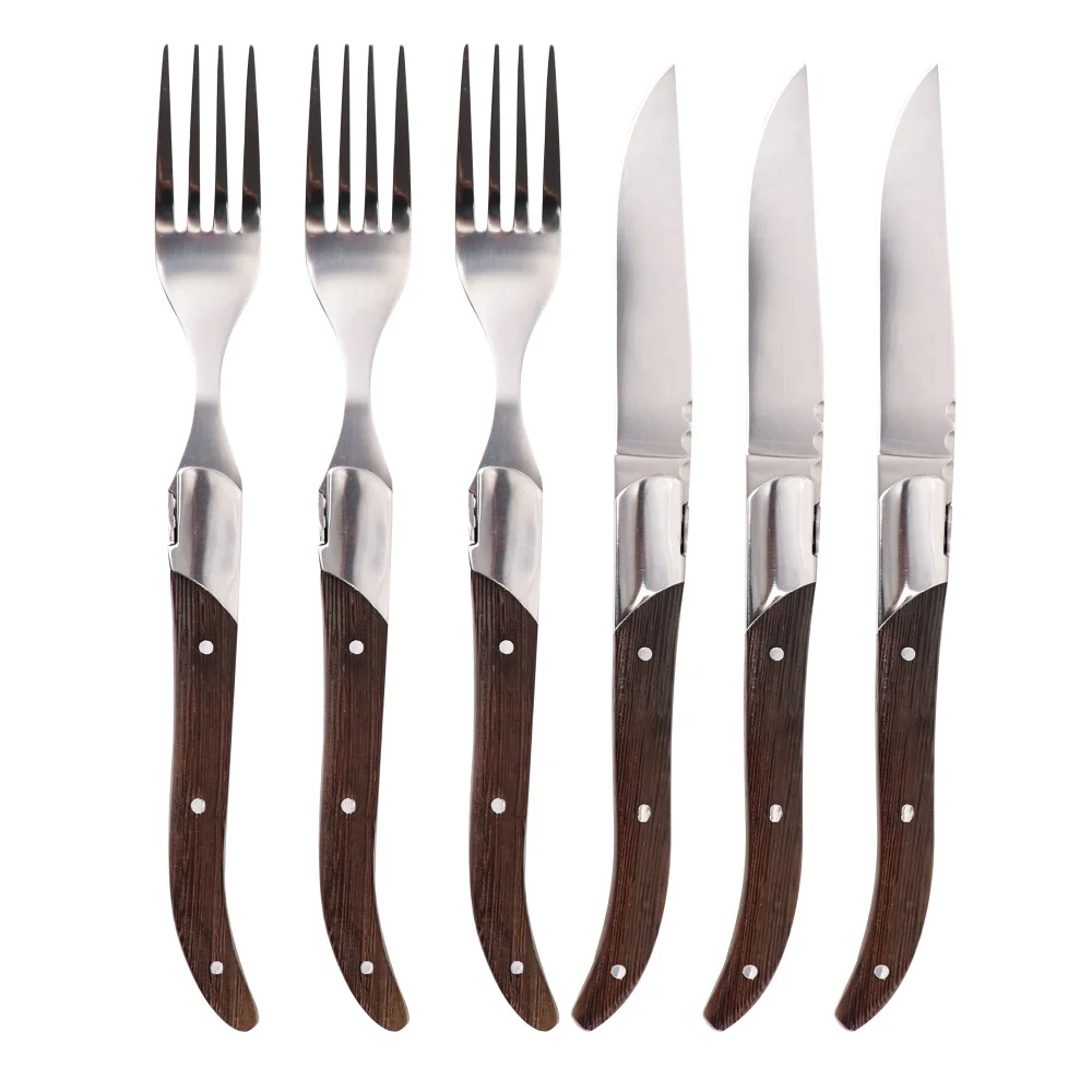 

Jaswehome 6pcs Dinnerware Set Steak Western High Carbon Steel Upscale Handle Flatware New Designed Cutlery
