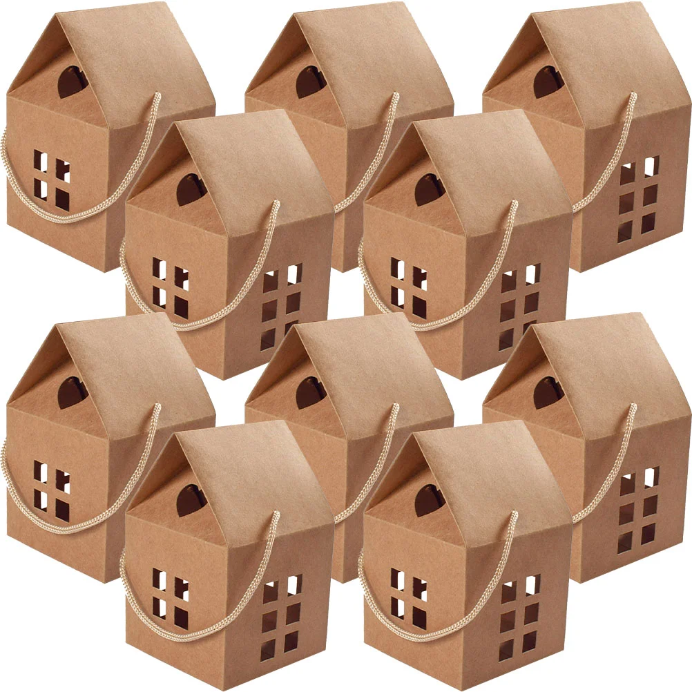 

10pcs Candy Boxes Party Favors Containers House Shape Gift Boxes Small Gift Cases