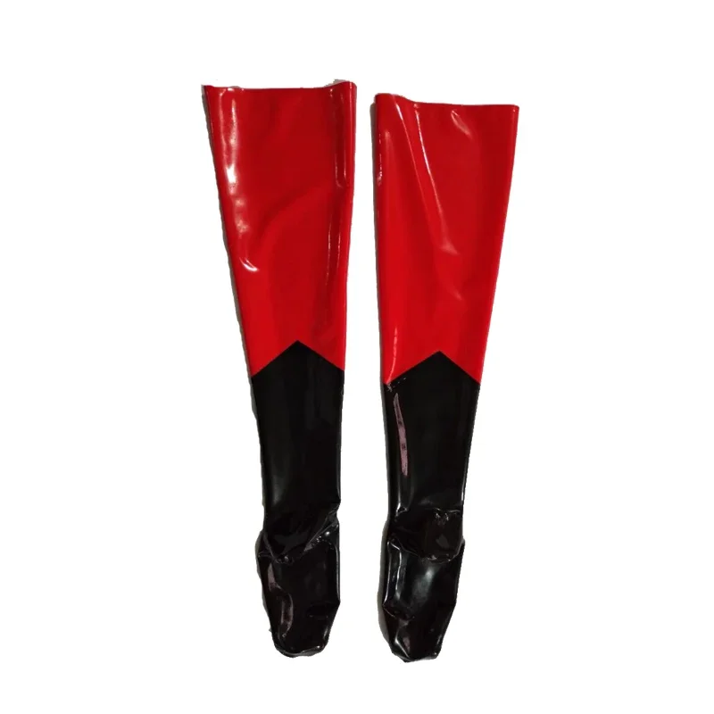 

Hot Sale Latex Stockings Red and Black Sexy Unique Socks Over the Knee Halloween uniform