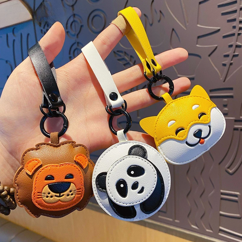 Kreativer Cartoon-Leder-Panda-Schlüsselanhänger für Mädchen, exquisiter Taschenanhänger, süßer Hund, Löwe, Schlüsselanhänger, Auto-Schlüsselanhänger für Frauen